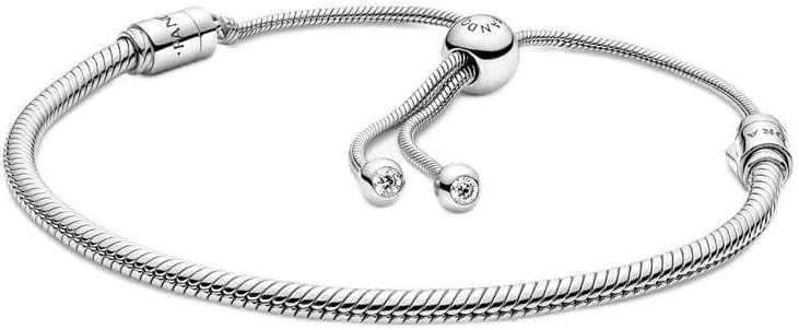 Amazon.com: PANDORA Moments Snake Chain Slider Bracelet - Charm